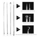 Aiguille en gros acné en acier inoxydable adapté aux soins du visage pour éliminer l&#39;ensemble de 4 pièces à aiguille à aiguille en acné noire